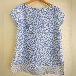 Elizabeth McKay blue animal print silk blouse